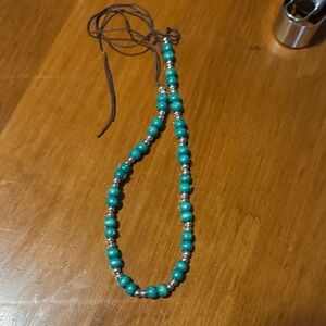 Chic Turquoise and Silver Beaded Necklace